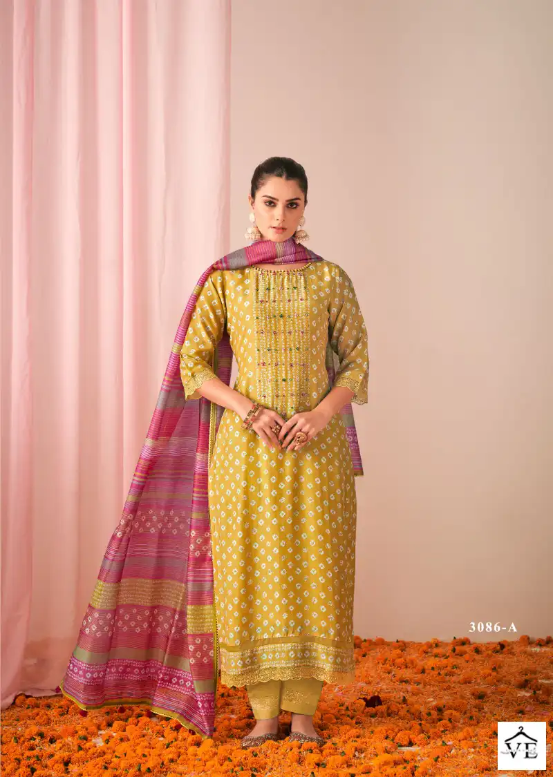 Jayvijay Gulika Pure Muslin Silk Wholesale Designer Salwar Suit Catalog — Wholesale Salwar Suits, MPA wholesale from Surat - Gallery Image 2