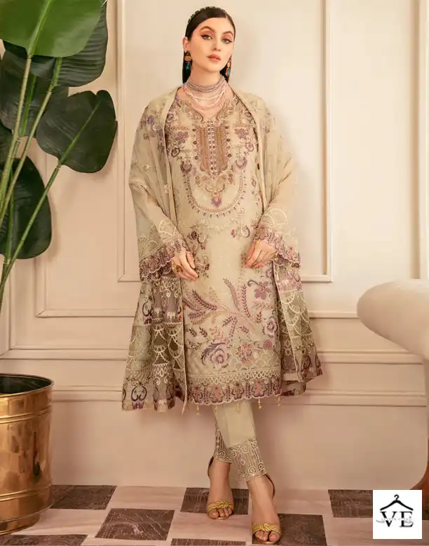 Hoor Tex H 46 Faux Georgette Wholesale Pakistani Salwar Suit Catalog — Wholesale Salwar Suits, MPA wholesale from Surat — view 1