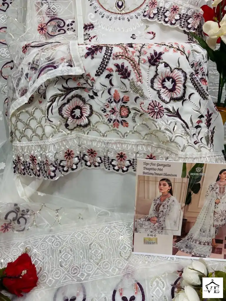 Hoor Tex H 46 Faux Georgette Wholesale Pakistani Salwar Suit Catalog — Wholesale Salwar Suits, MPA wholesale from Surat - Gallery Image 11
