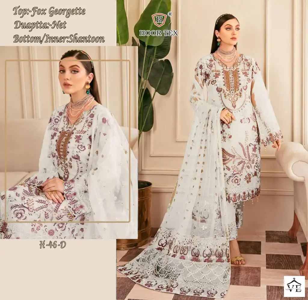 Hoor Tex H 46 Faux Georgette Wholesale Pakistani Salwar Suit Catalog — Wholesale Salwar Suits, MPA wholesale from Surat - Gallery Image 4