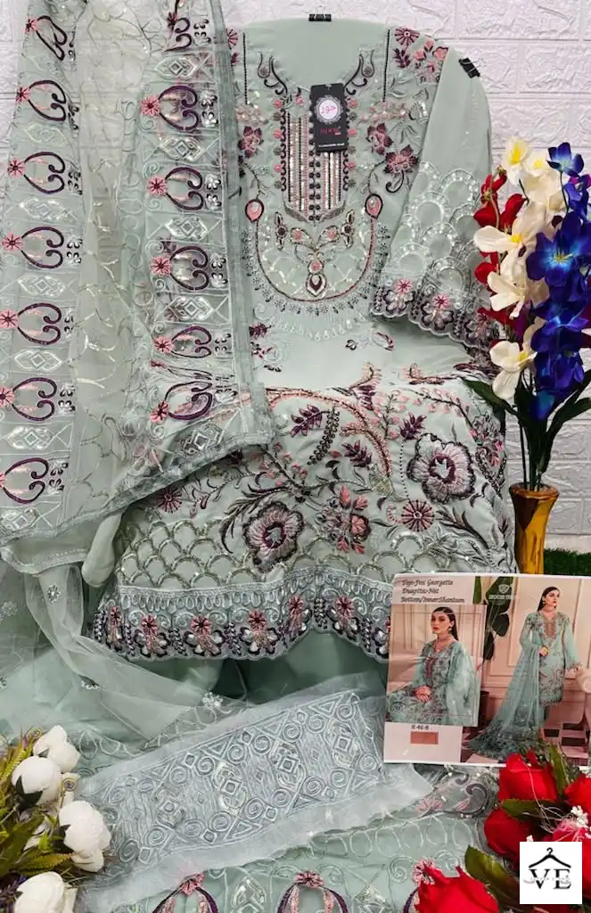 Hoor Tex H 46 Faux Georgette Wholesale Pakistani Salwar Suit Catalog — Wholesale Salwar Suits, MPA wholesale from Surat - Gallery Image 7