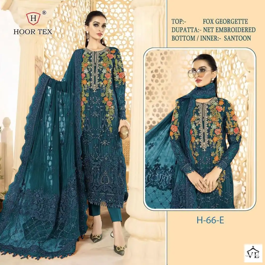 Hoor Tex H 66 Heavy Georgette Wholesale Pakistani Salwar Suit Catalog — Wholesale Salwar Suits, MPA wholesale from Surat - Gallery Image 2