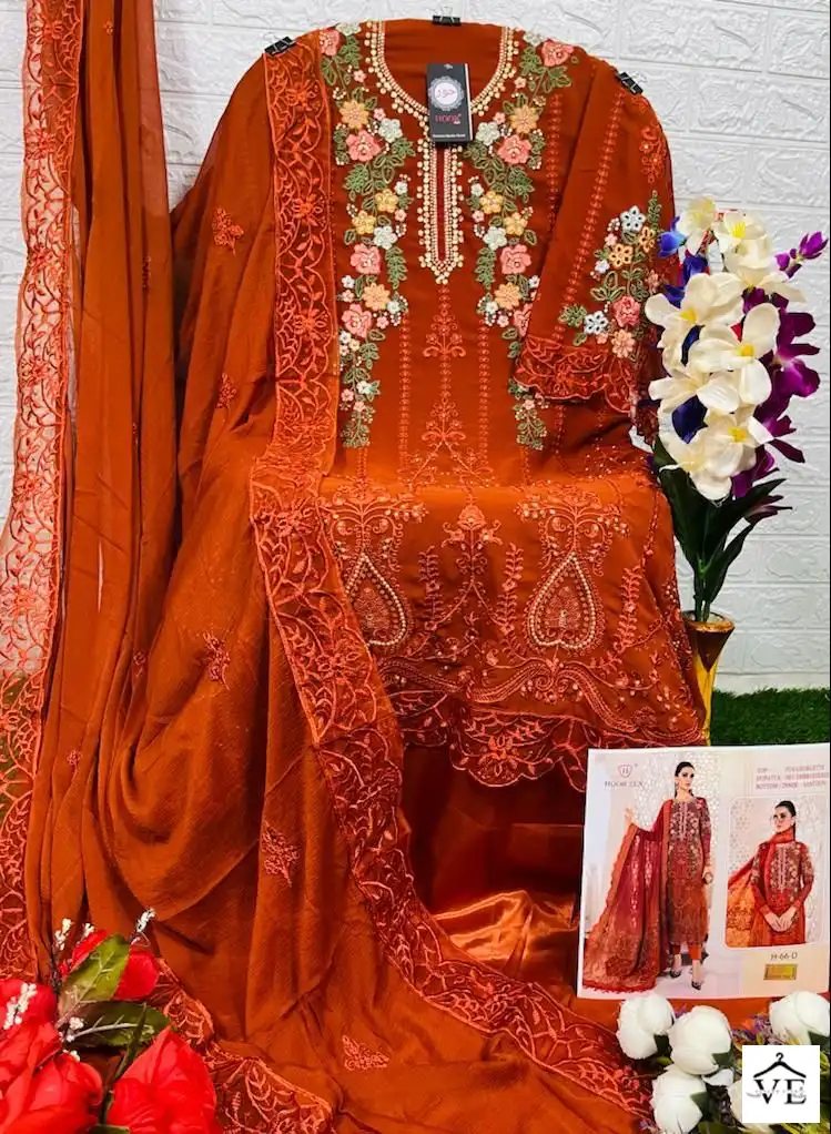 Hoor Tex H 66 Heavy Georgette Wholesale Pakistani Salwar Suit Catalog — Wholesale Salwar Suits, MPA wholesale from Surat — view 4