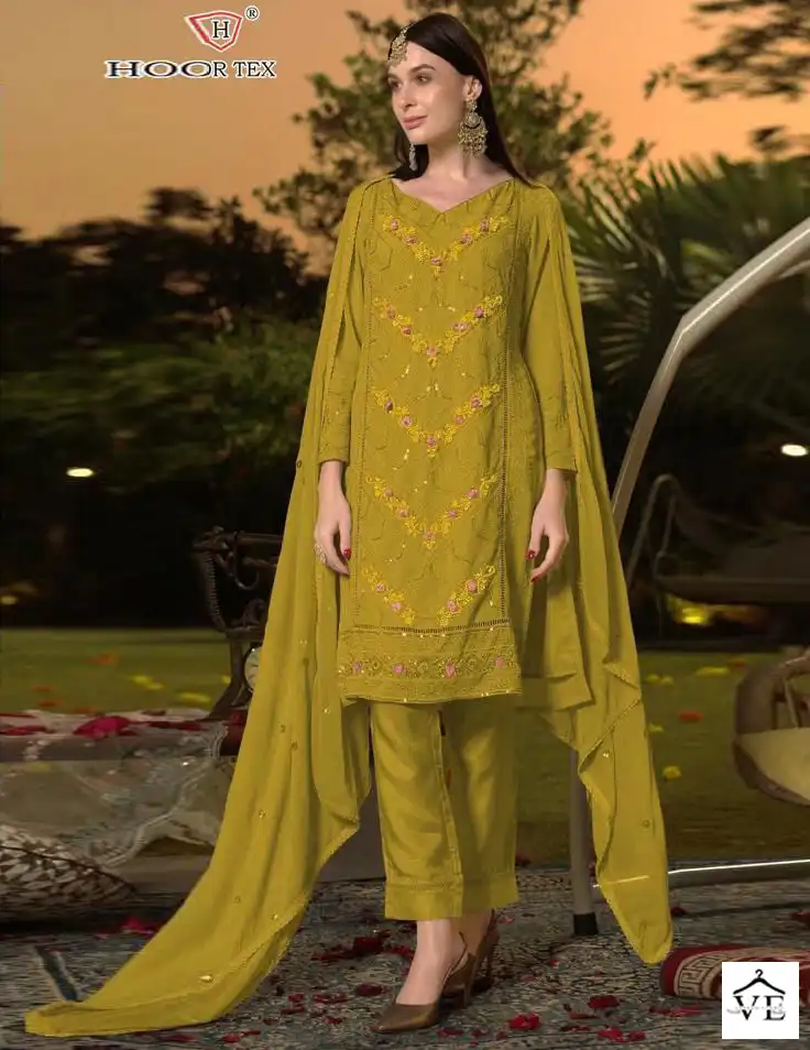 Hoor Tex H 96 Faux Georgette Wholesale Pakistani Salwar Suit Catalog — Wholesale Salwar Suits, MPA wholesale from Surat — view 1