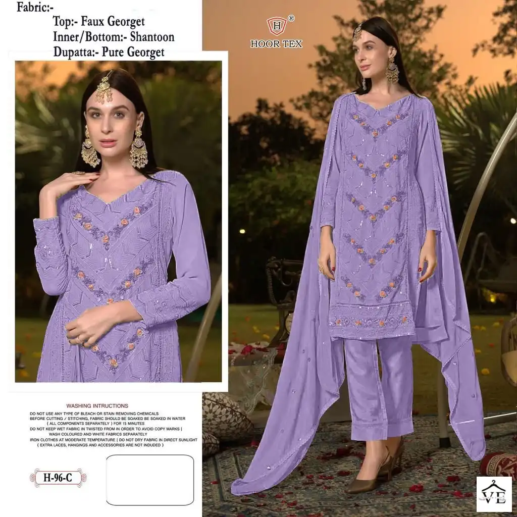 Hoor Tex H 96 Faux Georgette Wholesale Pakistani Salwar Suit Catalog — Wholesale Salwar Suits, MPA wholesale from Surat - Gallery Image 3