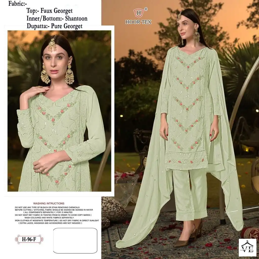 Hoor Tex H 96 Faux Georgette Wholesale Pakistani Salwar Suit Catalog — Wholesale Salwar Suits, MPA wholesale from Surat - Gallery Image 5