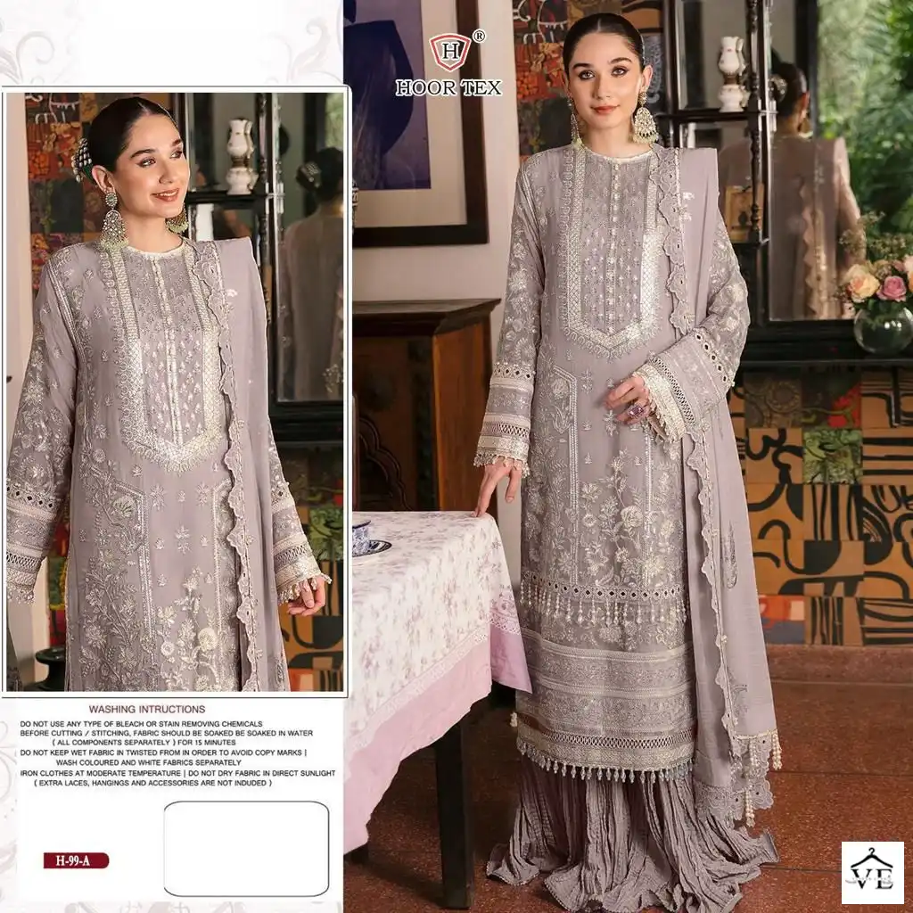 Hoor Tex H 99 Faux Georgette Wholesale Pakistani Salwar Suit Catalog — Wholesale Salwar Suits, MPA wholesale from Surat - Gallery Image 2