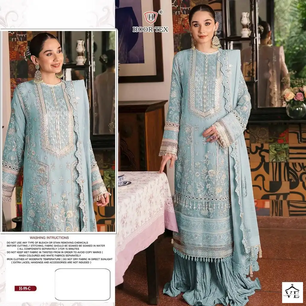 Hoor Tex H 99 Faux Georgette Wholesale Pakistani Salwar Suit Catalog — Wholesale Salwar Suits, MPA wholesale from Surat - Gallery Image 3