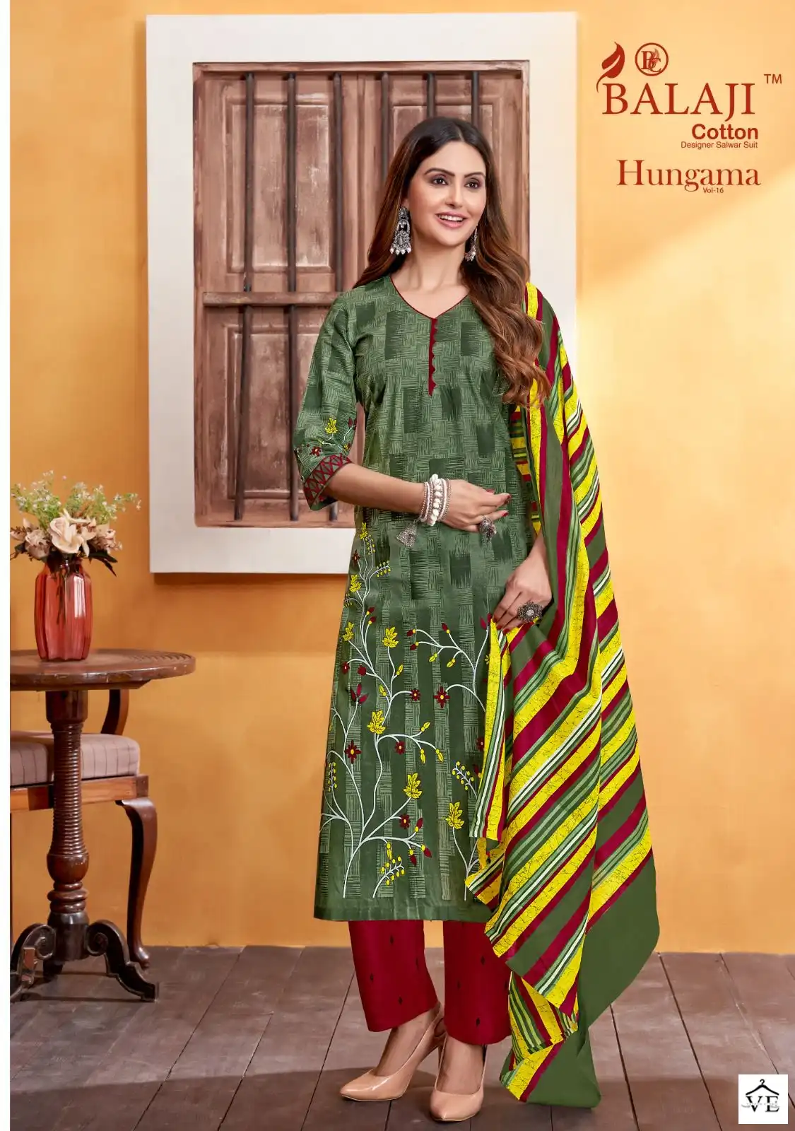 Balaji Hangama Vol 16 Cotton Wholesale Salwar Suit Catalog — Wholesale Salwar Suits, MPA wholesale from Surat - Gallery Image 5