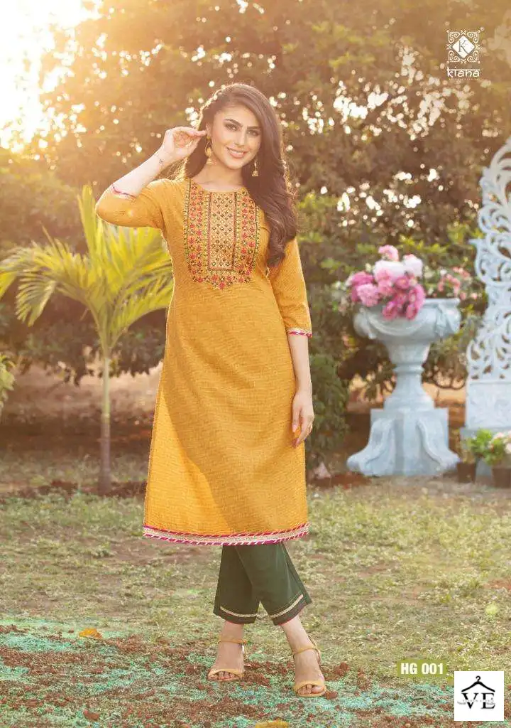 Kiana Hello Gorgeous Viscose Cotton Jacquard Wholesale Kurti With Pant Catalog — Wholesale Kurtis, MPA wholesale from Surat - Gallery Image 2