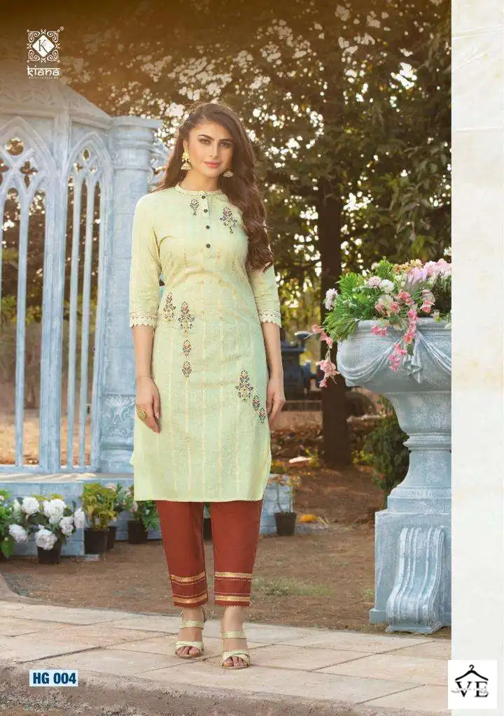 Kiana Hello Gorgeous Viscose Cotton Jacquard Wholesale Kurti With Pant Catalog — Wholesale Kurtis, MPA wholesale from Surat - Gallery Image 3