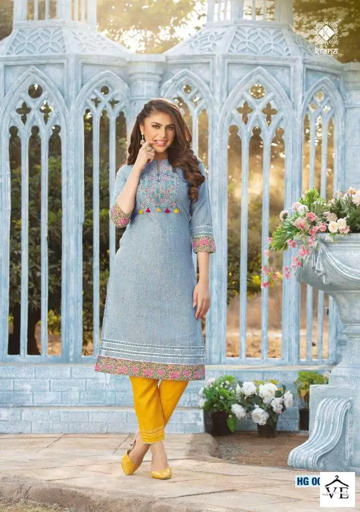 Kiana Hello Gorgeous Viscose Cotton Jacquard Wholesale Kurti With Pant Catalog — Wholesale Kurtis, MPA wholesale from Surat - Gallery Image 4
