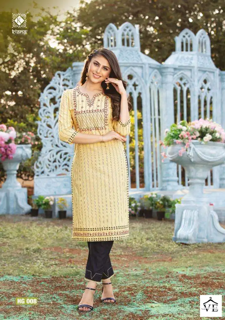 Kiana Hello Gorgeous Viscose Cotton Jacquard Wholesale Kurti With Pant Catalog — Wholesale Kurtis, MPA wholesale from Surat - Gallery Image 6