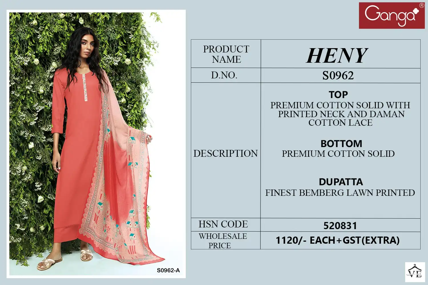 Ganga Heny 962 Premium Cotton Wholesale Designer Salwar Suit Catalog — Wholesale Salwar Suits, Ganga wholesale from Surat - Gallery Image 5