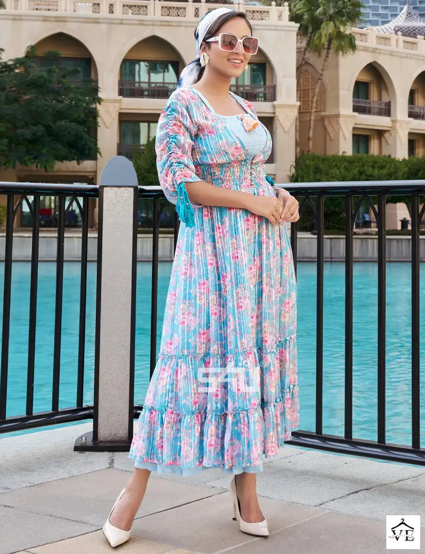 S4U Hello Jacket Vol.09 Textured Georgette Wholesale Long Gown Catalog — Wholesale Kurtis, MPA wholesale from Surat — view 1
