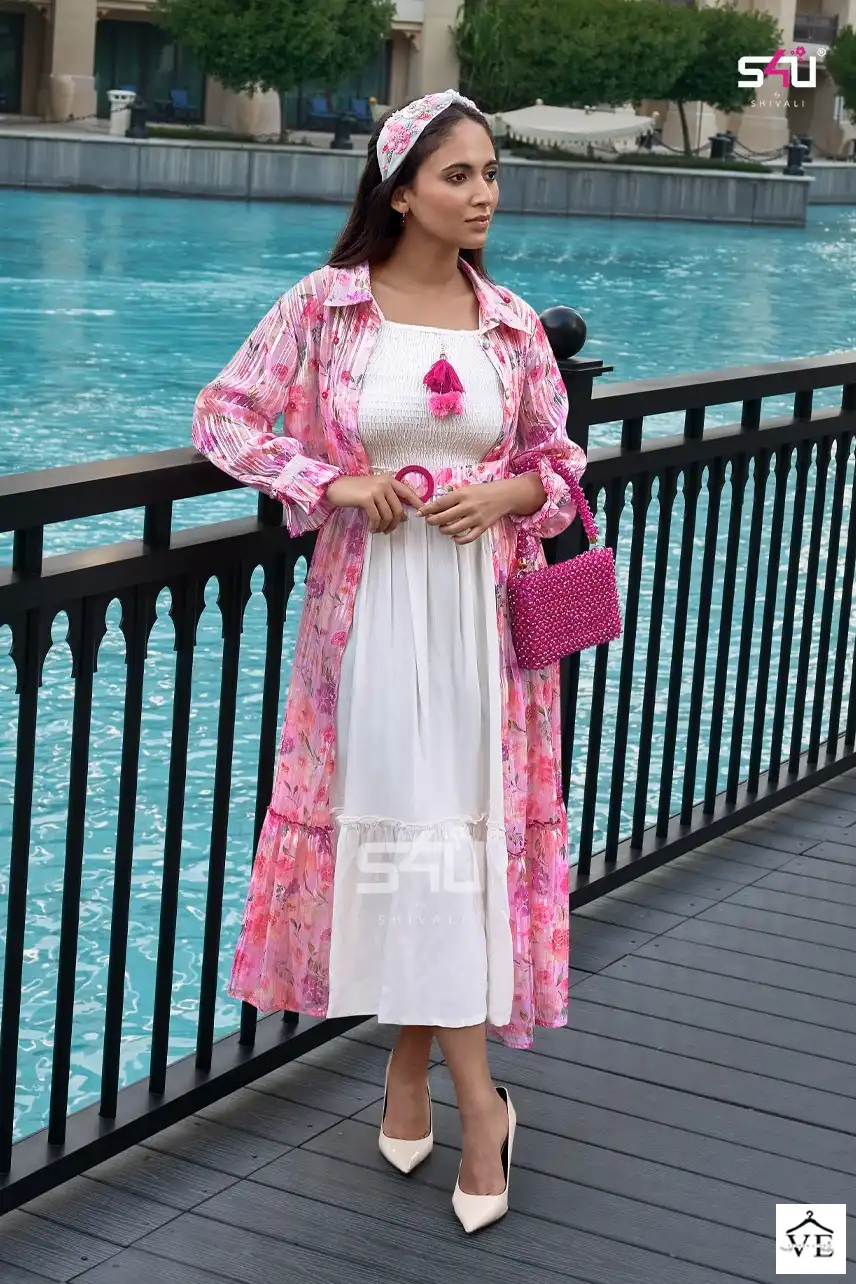 S4U Hello Jacket Vol.09 Textured Georgette Wholesale Long Gown Catalog — Wholesale Kurtis, MPA wholesale from Surat - Gallery Image 4