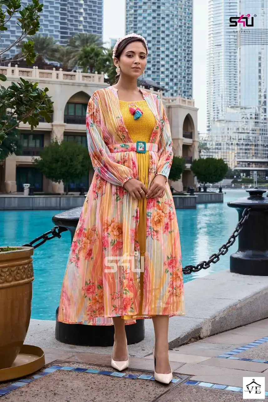 S4U Hello Jacket Vol.09 Textured Georgette Wholesale Long Gown Catalog — Wholesale Kurtis, MPA wholesale from Surat - Gallery Image 6