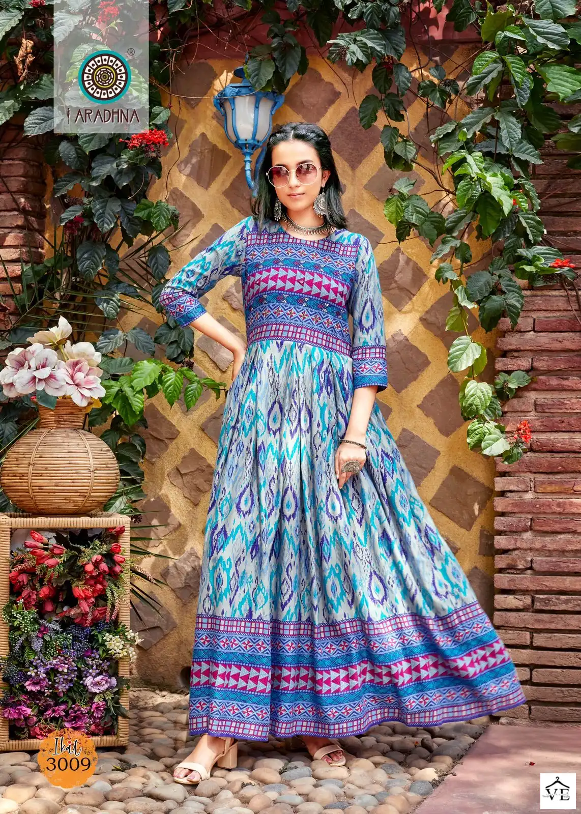 Aradhna Ikat Vol 3 Rayon 14 Kg Wholesale Long Gown Catalog — Wholesale Kurtis, MPA wholesale from Surat - Gallery Image 10