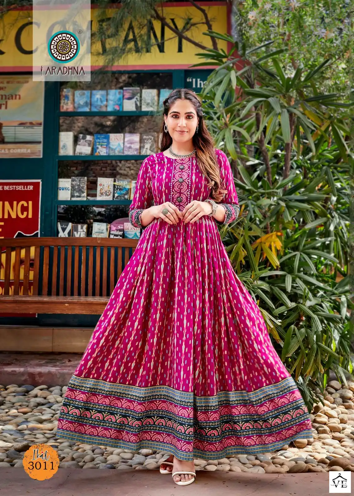 Aradhna Ikat Vol 3 Rayon 14 Kg Wholesale Long Gown Catalog — Wholesale Kurtis, MPA wholesale from Surat - Gallery Image 11