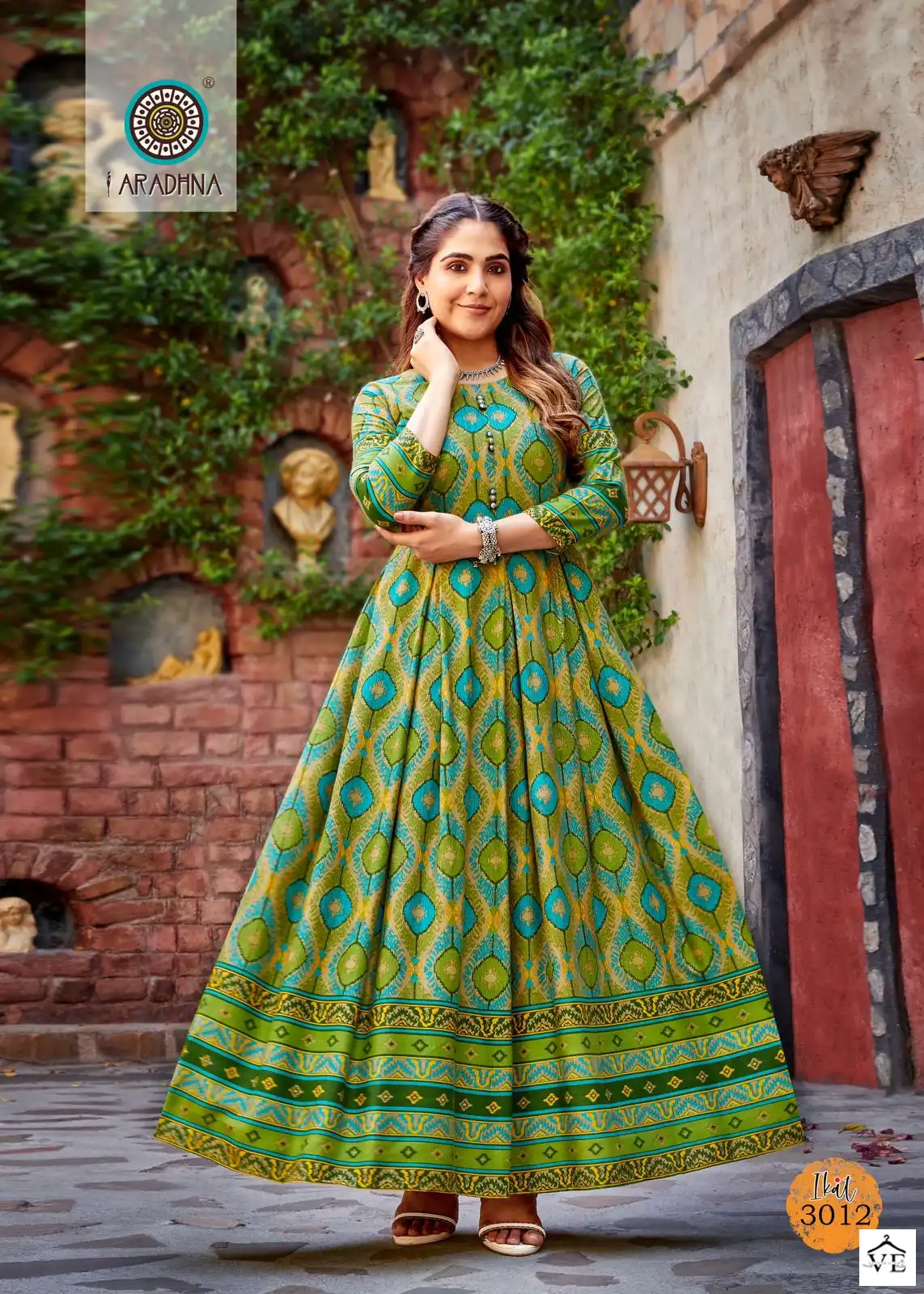 Aradhna Ikat Vol 3 Rayon 14 Kg Wholesale Long Gown Catalog — Wholesale Kurtis, MPA wholesale from Surat - Gallery Image 12