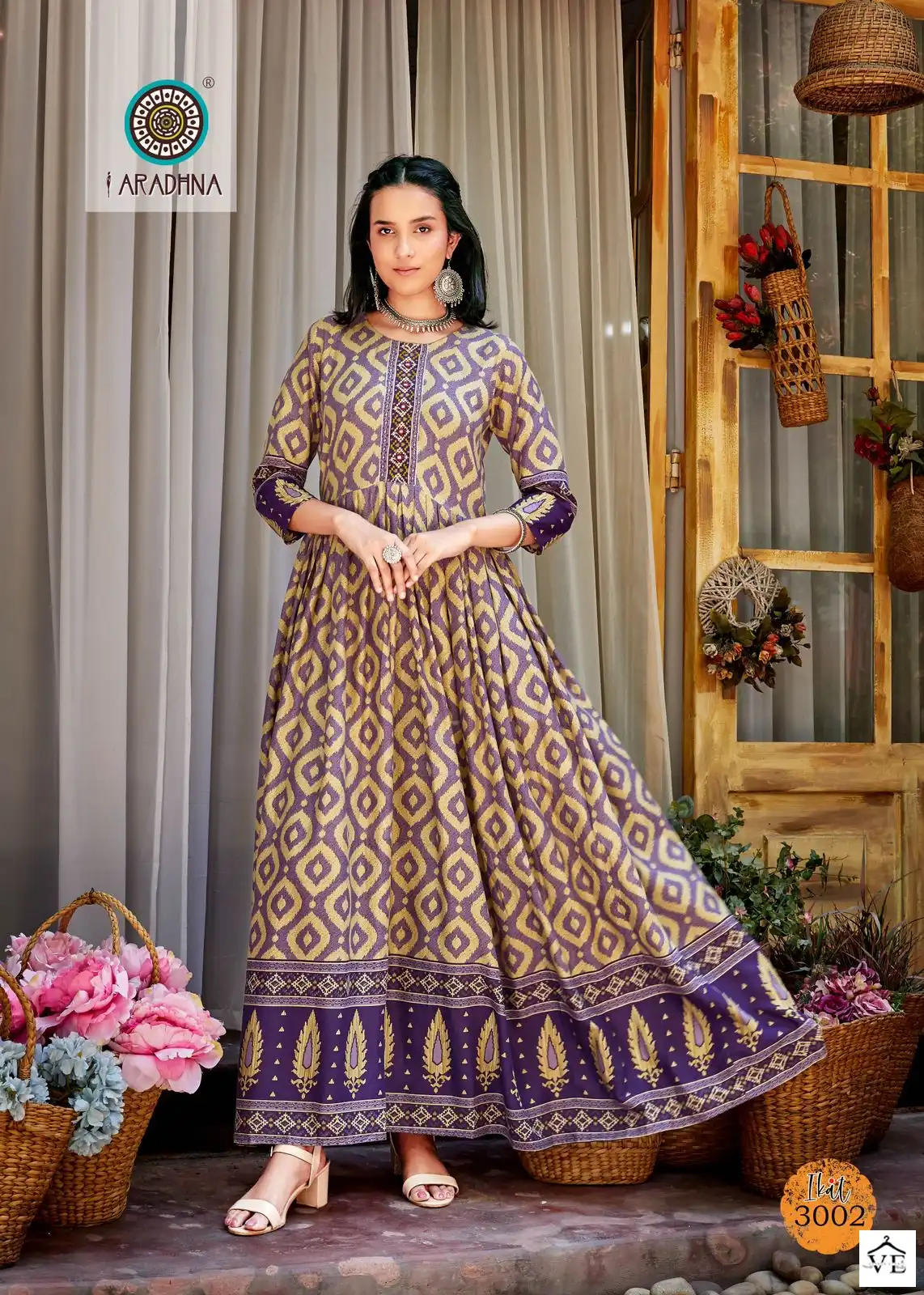 Aradhna Ikat Vol 3 Rayon 14 Kg Wholesale Long Gown Catalog — Wholesale Kurtis, MPA wholesale from Surat - Gallery Image 4
