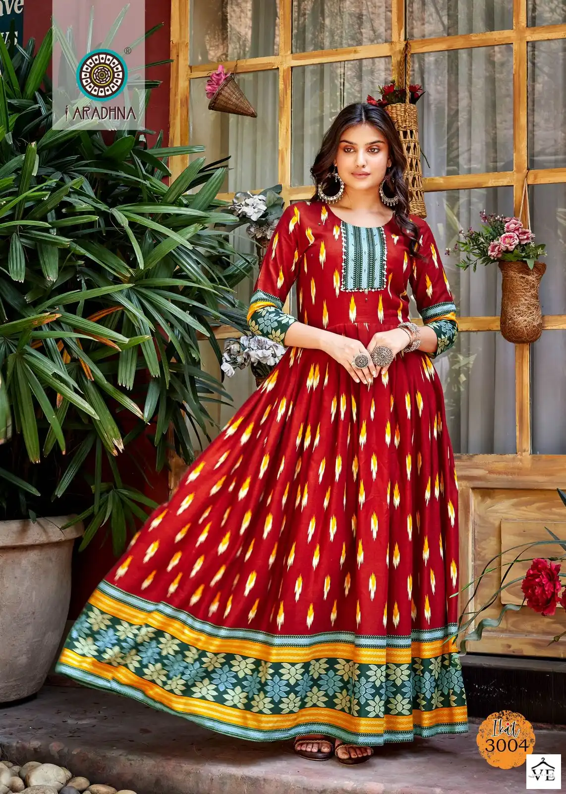Aradhna Ikat Vol 3 Rayon 14 Kg Wholesale Long Gown Catalog — Wholesale Kurtis, MPA wholesale from Surat - Gallery Image 5