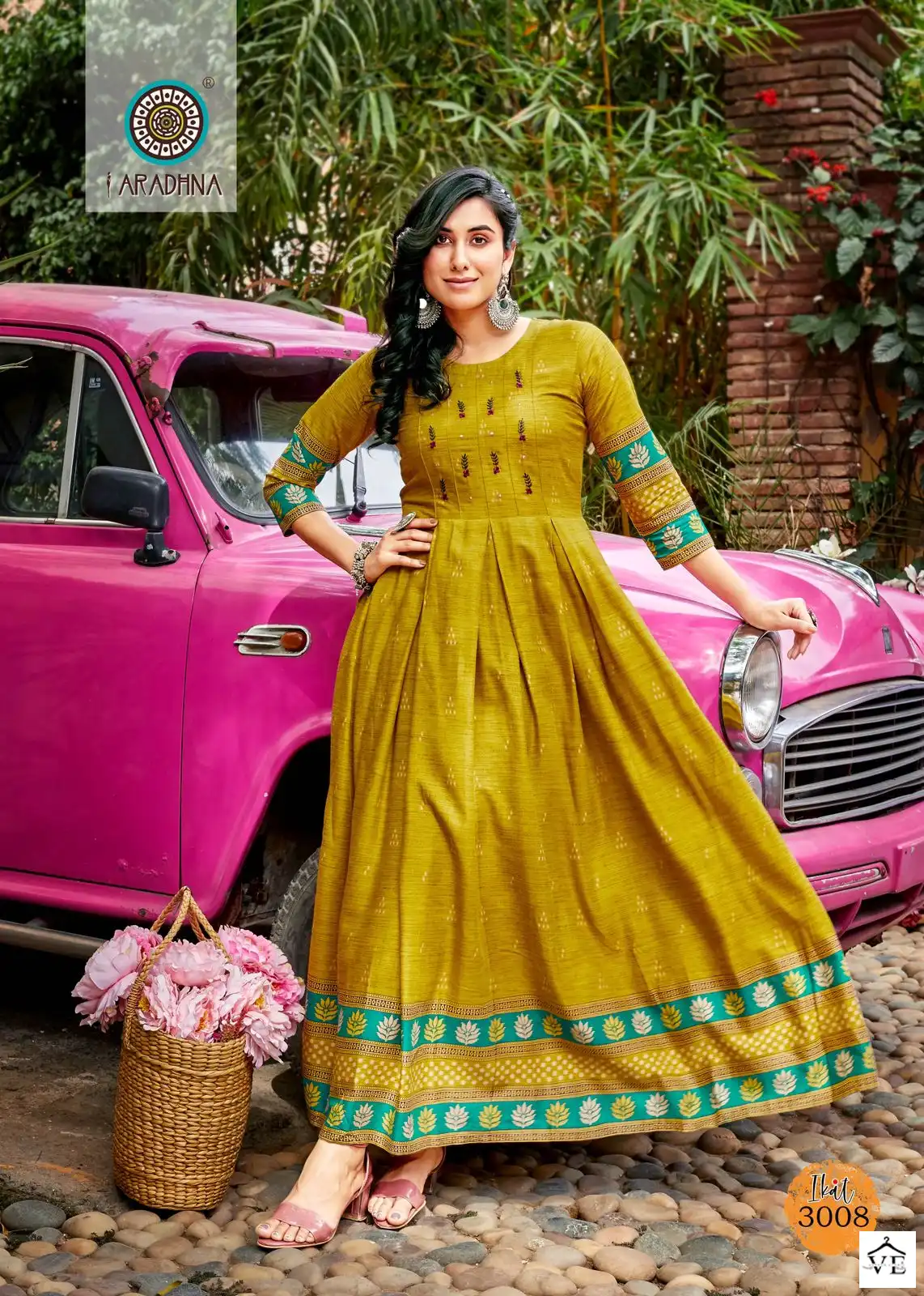 Aradhna Ikat Vol 3 Rayon 14 Kg Wholesale Long Gown Catalog — Wholesale Kurtis, MPA wholesale from Surat - Gallery Image 7