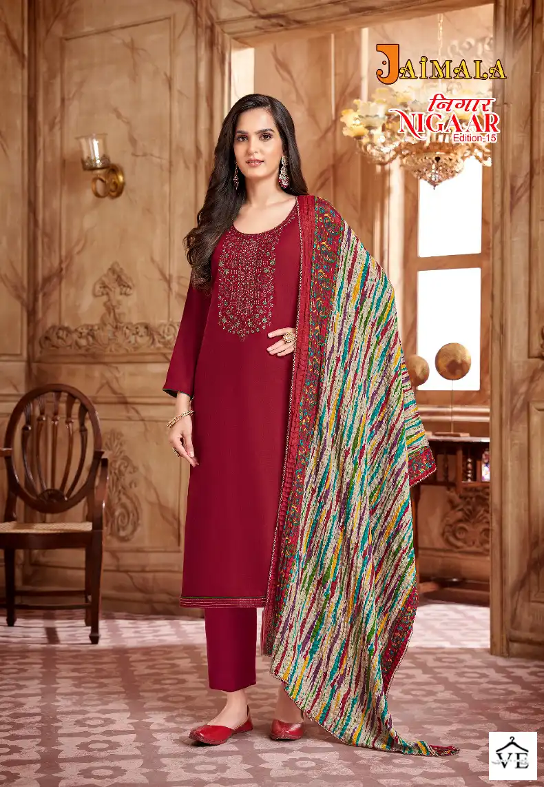 Alok Suits Nigaar Vol 15 Rayon Wholesale Salwar Suit Catalog — Wholesale Salwar Suits, MPA wholesale from Surat - Gallery Image 3