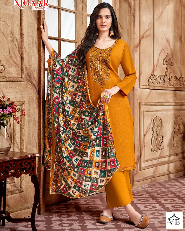 Alok Suits Nigaar Vol 15 Rayon Wholesale Salwar Suit Catalog — Wholesale Salwar Suits, MPA wholesale from Surat — view 1