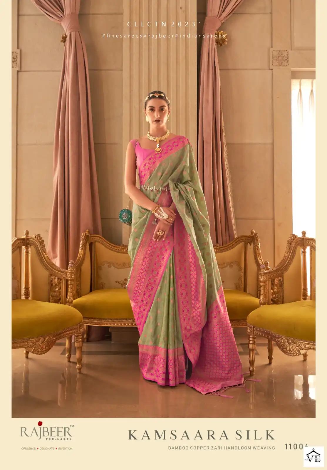 Rajbeer Kamsaara Silk Bamboo Copper Zari Wholesale Sarees Catalog - Image 6