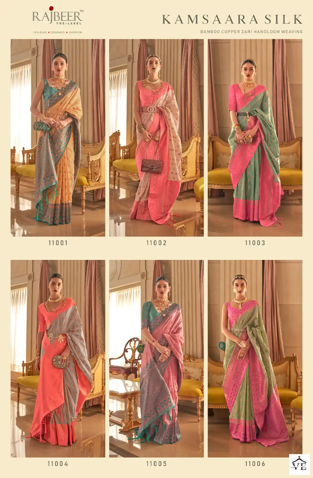 Rajbeer Kamsaara Silk Bamboo Copper Zari Wholesale Sarees Catalog - Image 7