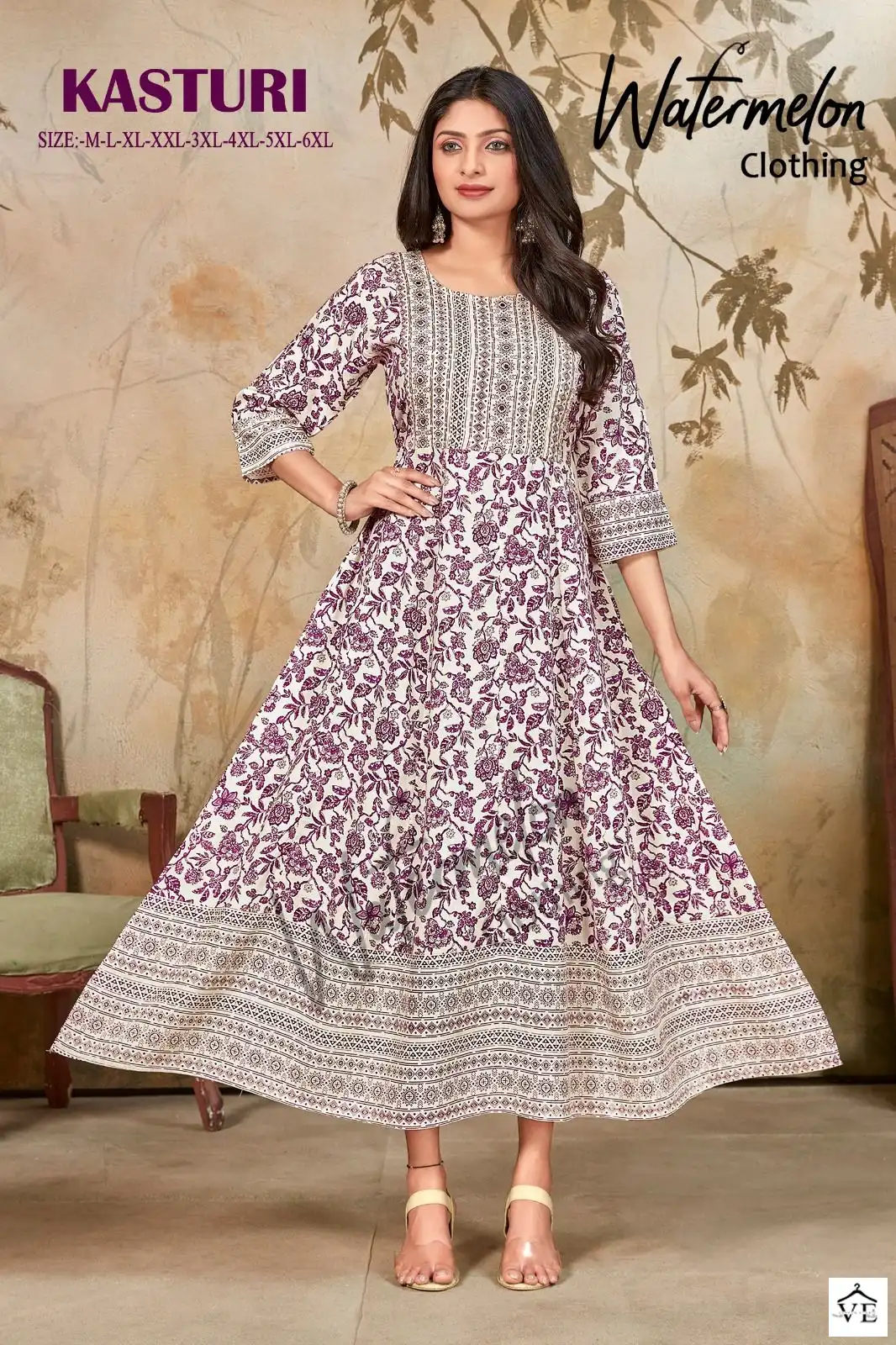 Vardan Ethnic Kasturi Heavy Rayon Wholesale Long Kurtis Catalog — Wholesale Kurtis, MPA wholesale from Surat - Gallery Image 2