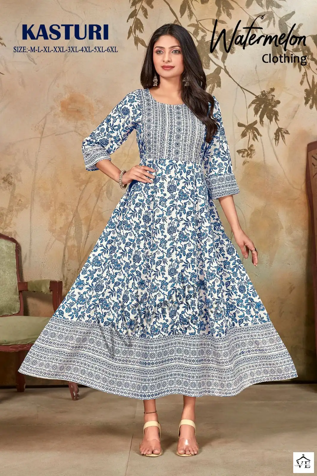 Vardan Ethnic Kasturi Heavy Rayon Wholesale Long Kurtis Catalog — Wholesale Kurtis, MPA wholesale from Surat - Gallery Image 4