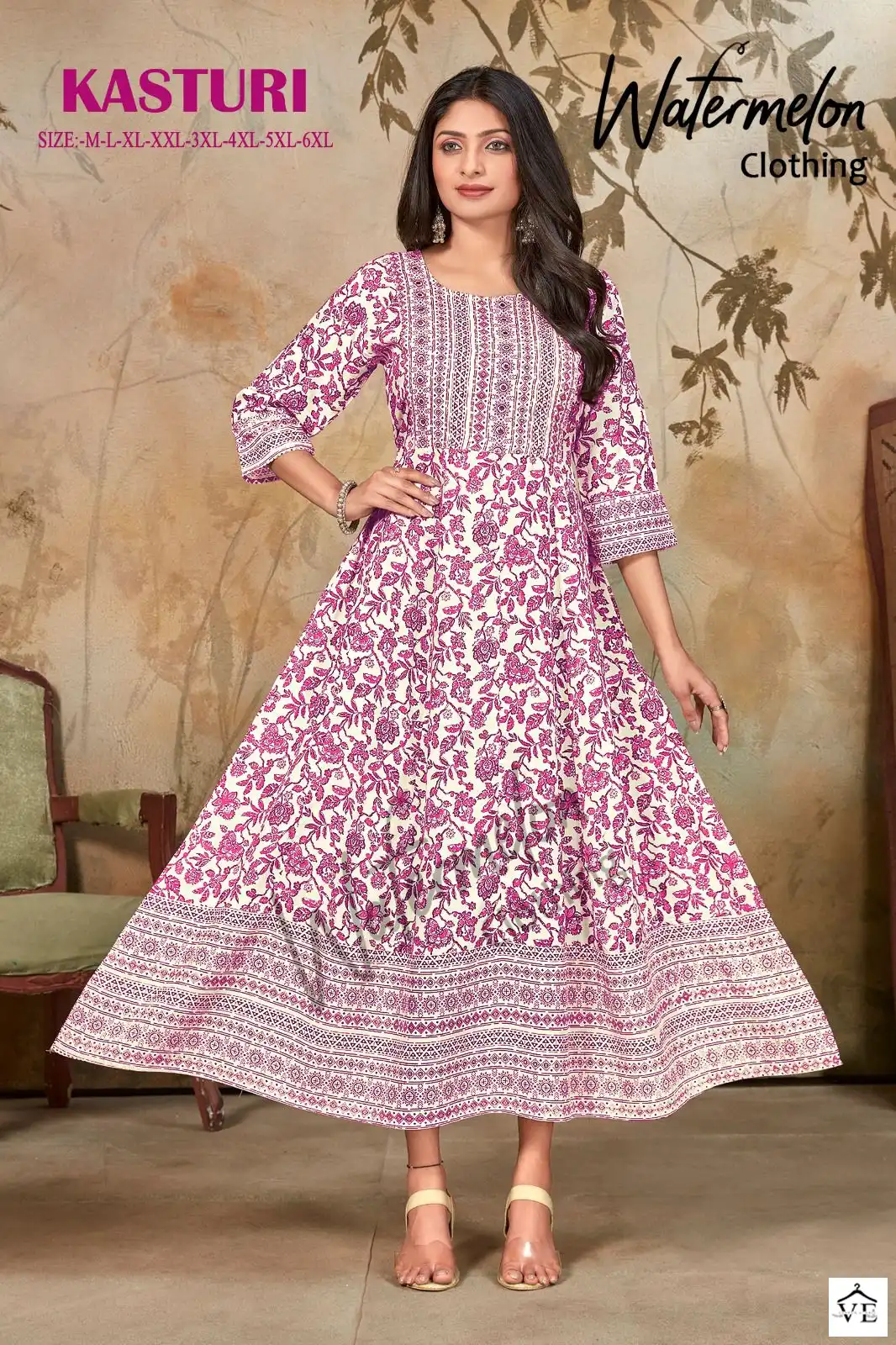 Vardan Ethnic Kasturi Heavy Rayon Wholesale Long Kurtis Catalog — Wholesale Kurtis, MPA wholesale from Surat - Gallery Image 5