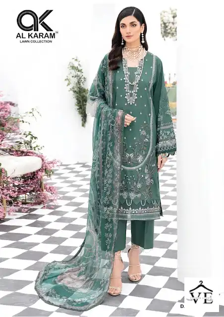 Al Karam Kesariya Vol 8 Cotton Wholesale Pakistani Salwar Suit Catalog — Wholesale Salwar Suits, Alkaram wholesale from Surat - Gallery Image 3