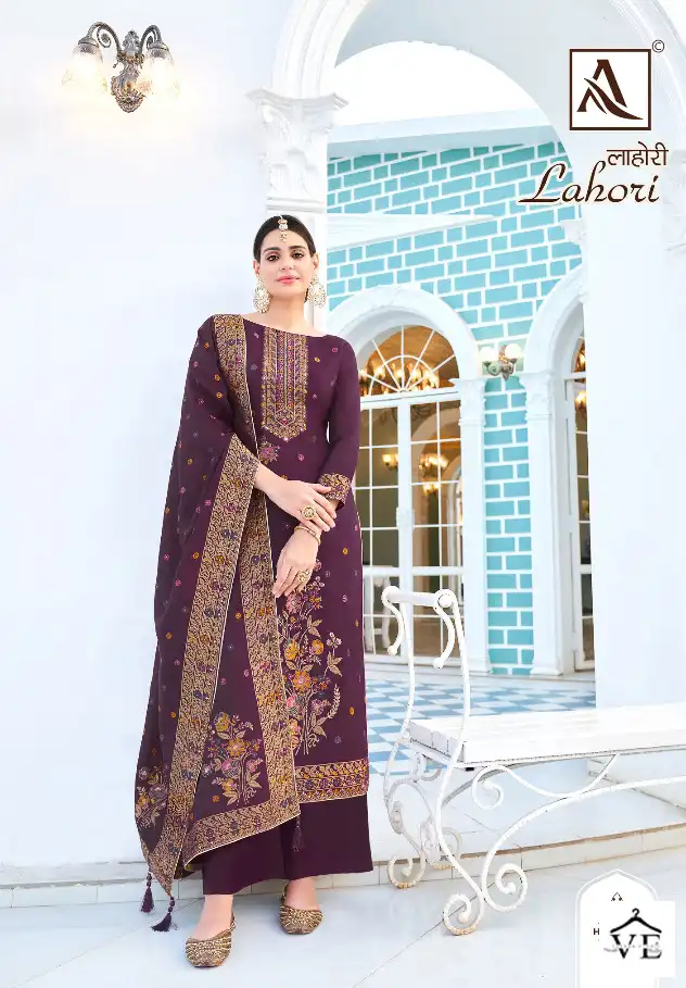 Alok Suits Lahori Dola Jacquard Wholesale Designer Salwar Suit Catalog — Wholesale Salwar Suits, MPA wholesale from Surat - Gallery Image 2