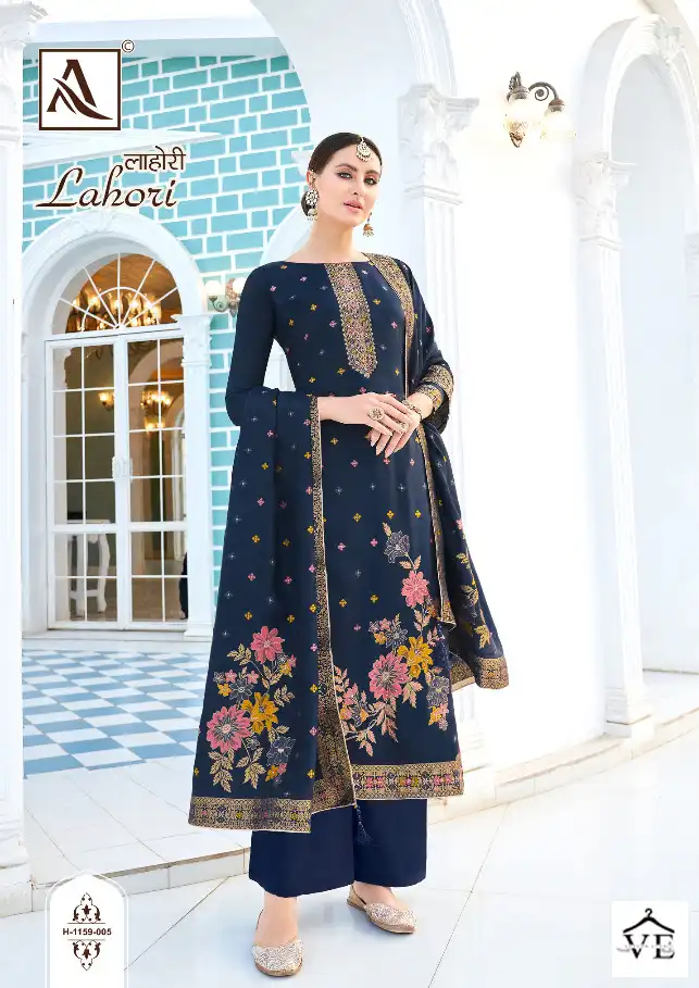 Alok Suits Lahori Dola Jacquard Wholesale Designer Salwar Suit Catalog — Wholesale Salwar Suits, MPA wholesale from Surat - Gallery Image 3