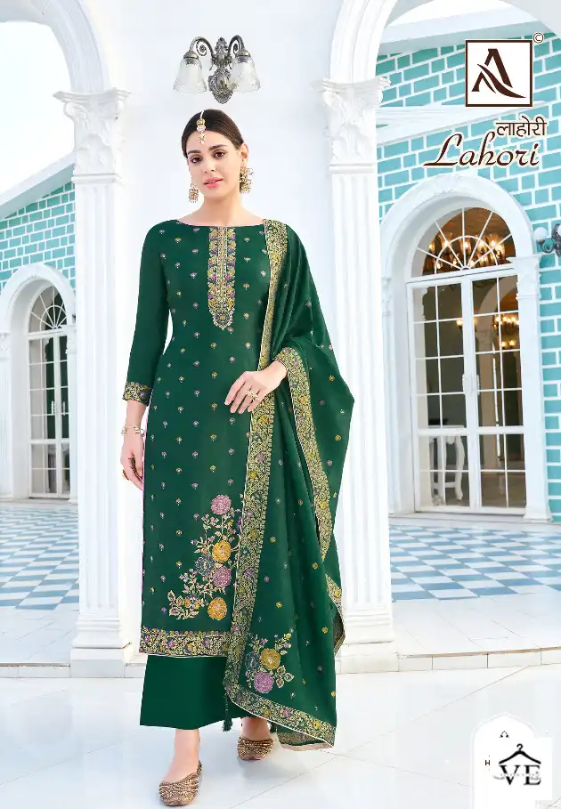Alok Suits Lahori Dola Jacquard Wholesale Designer Salwar Suit Catalog — Wholesale Salwar Suits, MPA wholesale from Surat - Gallery Image 5