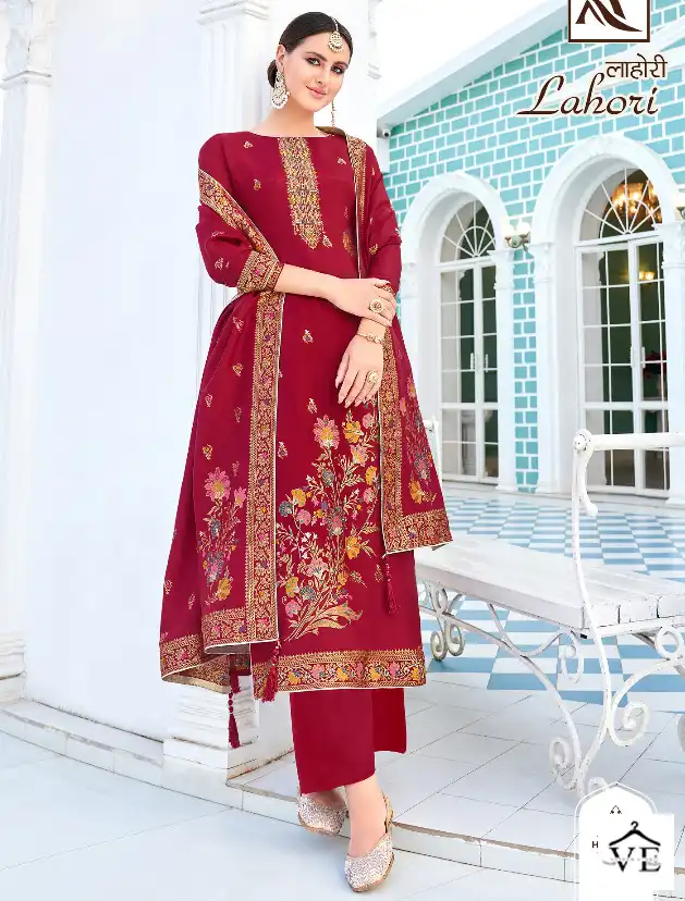 Alok Suits Lahori Dola Jacquard Wholesale Designer Salwar Suit Catalog — Wholesale Salwar Suits, MPA wholesale from Surat — view 1