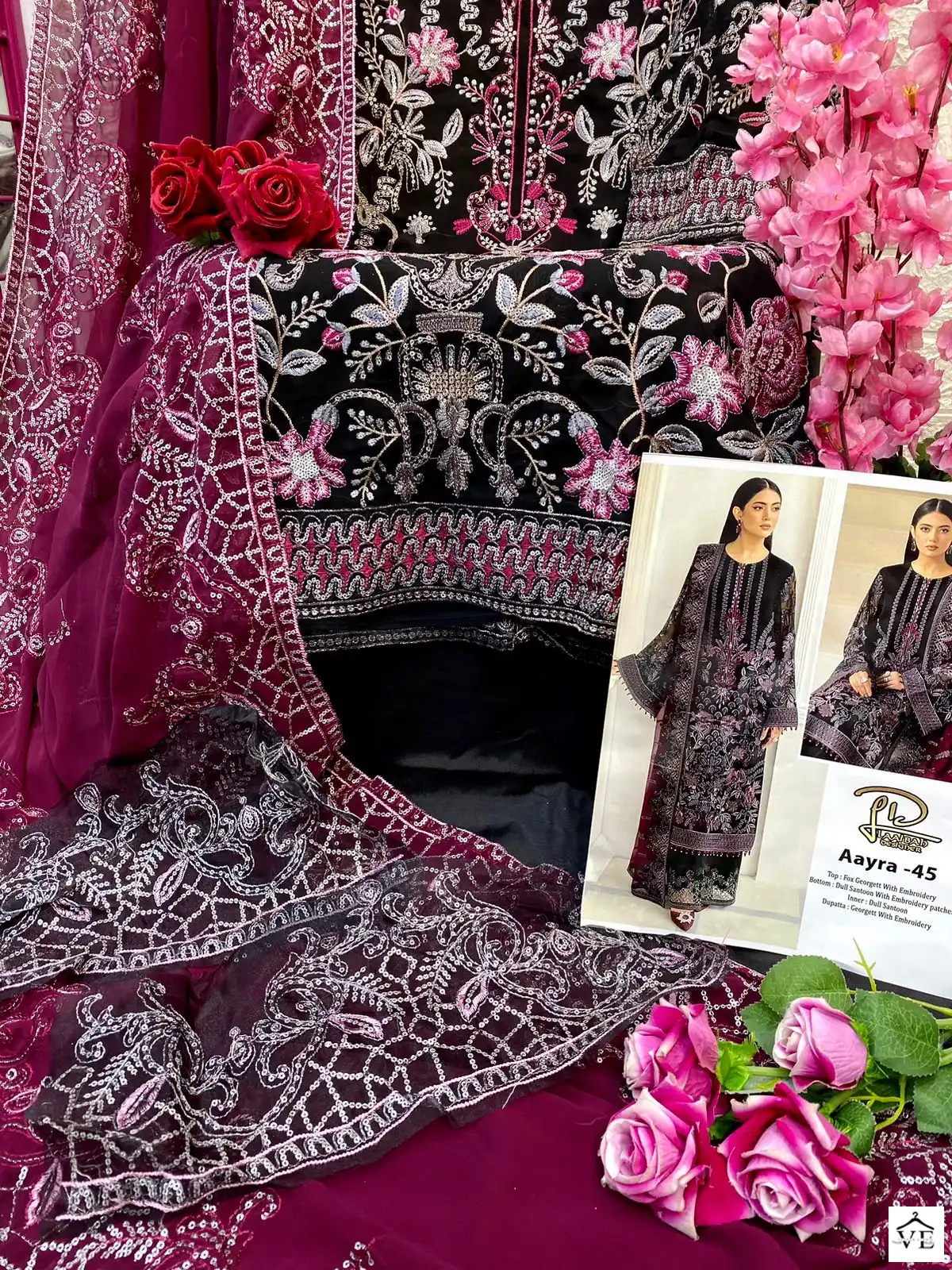 Laaibah LD Aayra 45 Faux Georgette Wholesale Pakistani Salwar Suit Catalog — Wholesale Salwar Suits, MPA wholesale from Surat — view 3