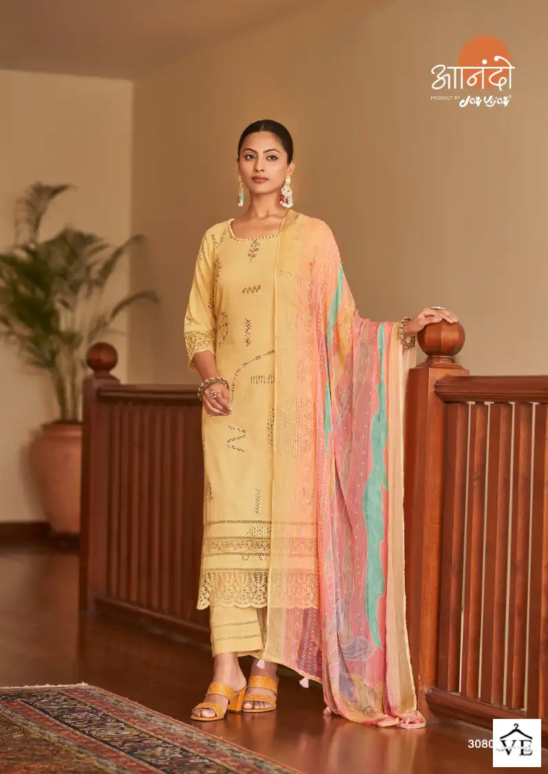 Jay Vijay Lenora 3081 Pure Linen Wholesale Salwar Syut Catalog — Wholesale Salwar Suits, MPA wholesale from Surat - Gallery Image 2