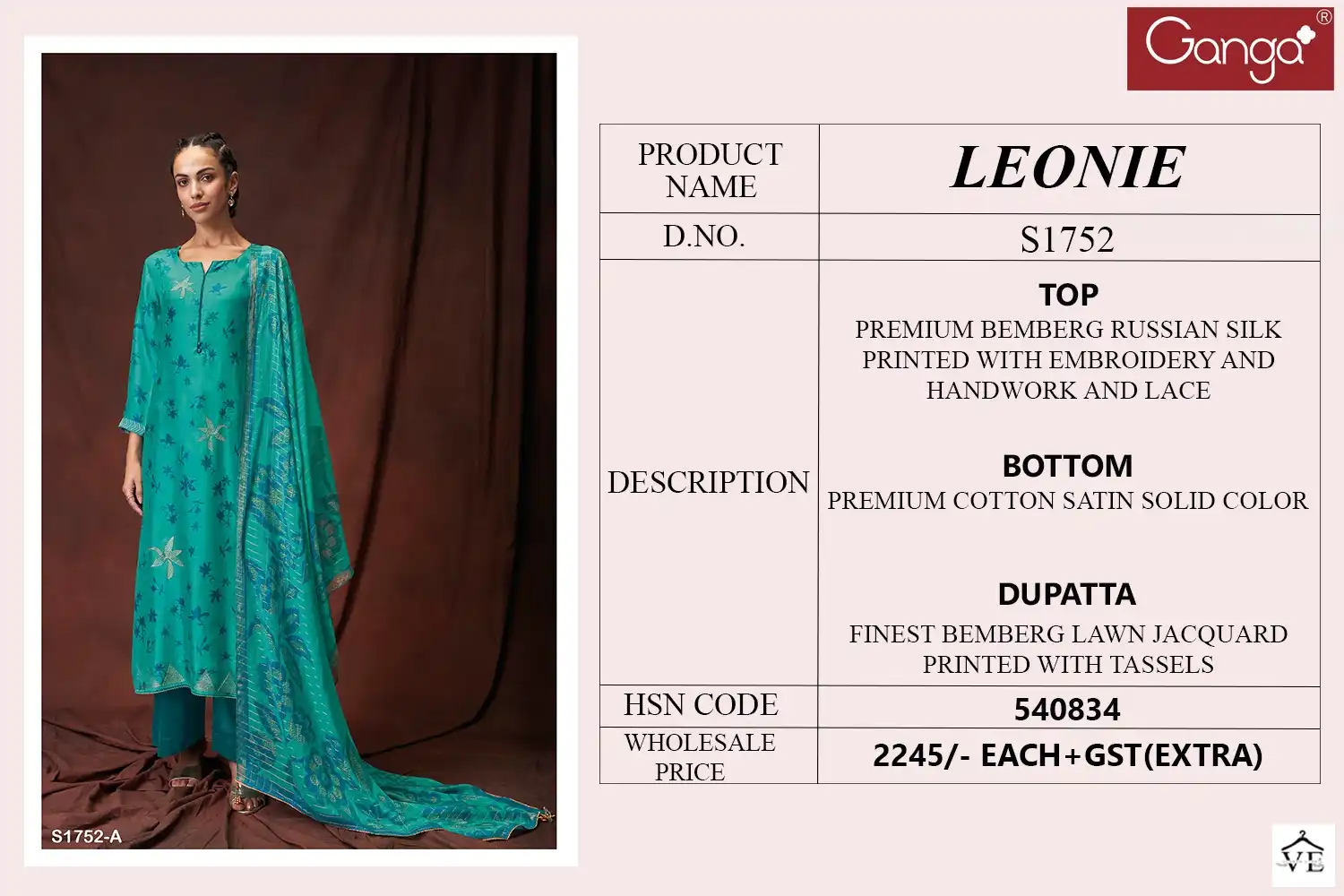Ganga Leonie 1752 Premium Bemberg Russian Silk Wholesale Designer Salwar Suit Catalog — Wholesale Salwar Suits, Ganga wholesale from Surat - Gallery Image 5