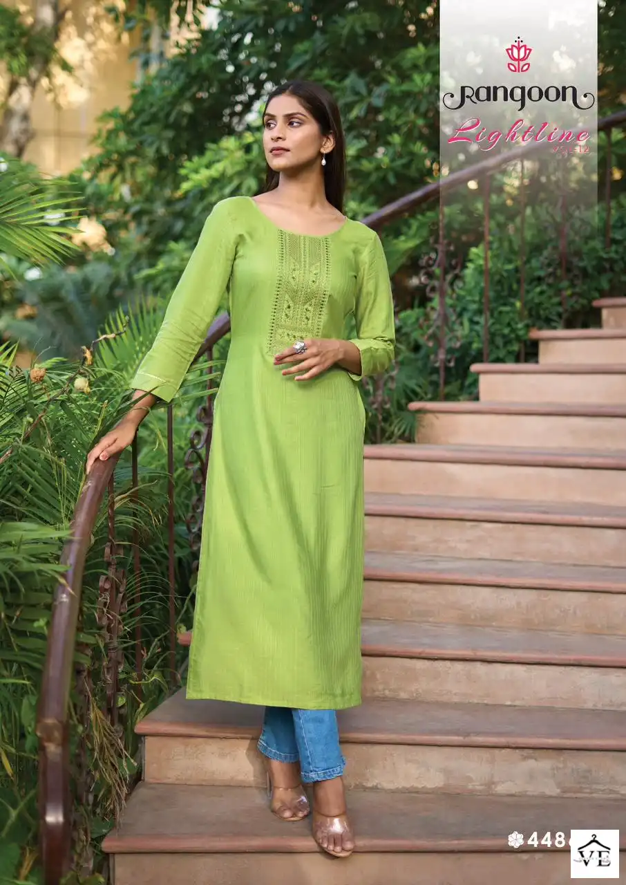 Rangoon Light Line Vol 12 Fancy Lining Silk Wholesale Kurtis Catalog — Wholesale Kurtis, MPA wholesale from Surat - Gallery Image 2