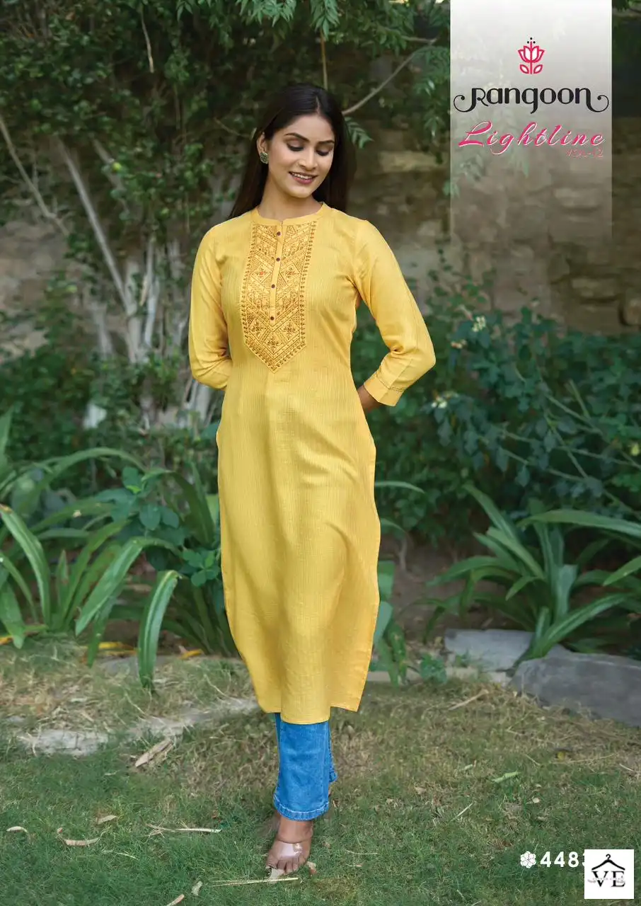 Rangoon Light Line Vol 12 Fancy Lining Silk Wholesale Kurtis Catalog — Wholesale Kurtis, MPA wholesale from Surat - Gallery Image 3