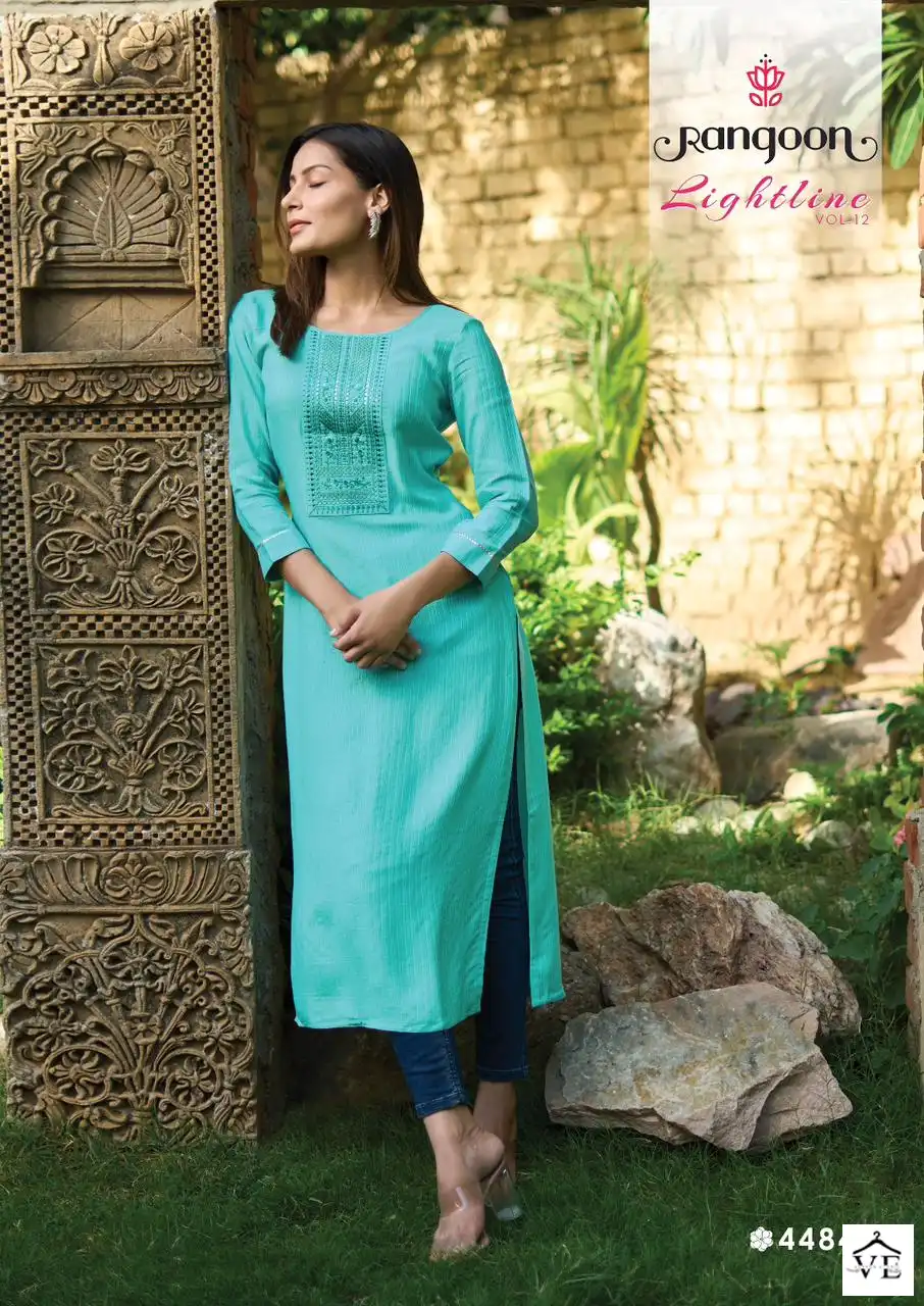 Rangoon Light Line Vol 12 Fancy Lining Silk Wholesale Kurtis Catalog — Wholesale Kurtis, MPA wholesale from Surat - Gallery Image 4