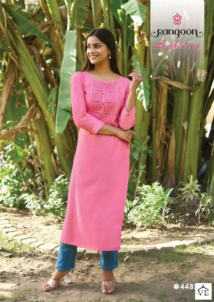Rangoon Light Line Vol 12 Fancy Lining Silk Wholesale Kurtis Catalog — Wholesale Kurtis, MPA wholesale from Surat - Gallery Image 5