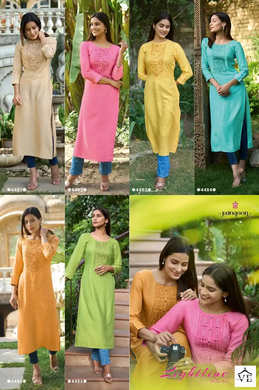 Rangoon Light Line Vol 12 Fancy Lining Silk Wholesale Kurtis Catalog — Wholesale Kurtis, MPA wholesale from Surat — view 7