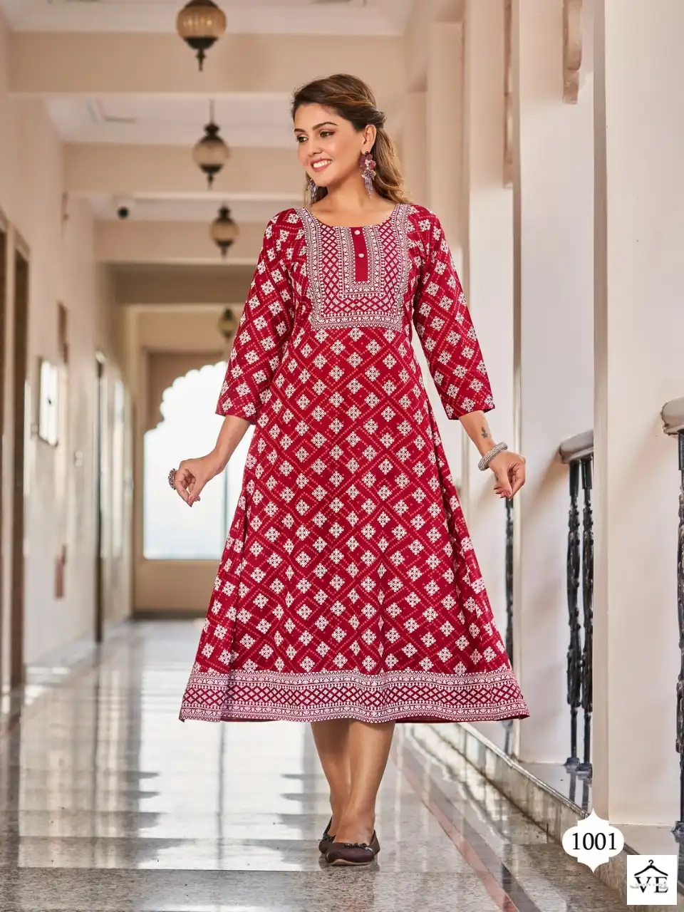 Vardan Ethnic Lilly V1 Pure 14 Kg Rayon Wholesale Long Kurtis Catalog — Wholesale Kurtis, MPA wholesale from Surat - Gallery Image 3