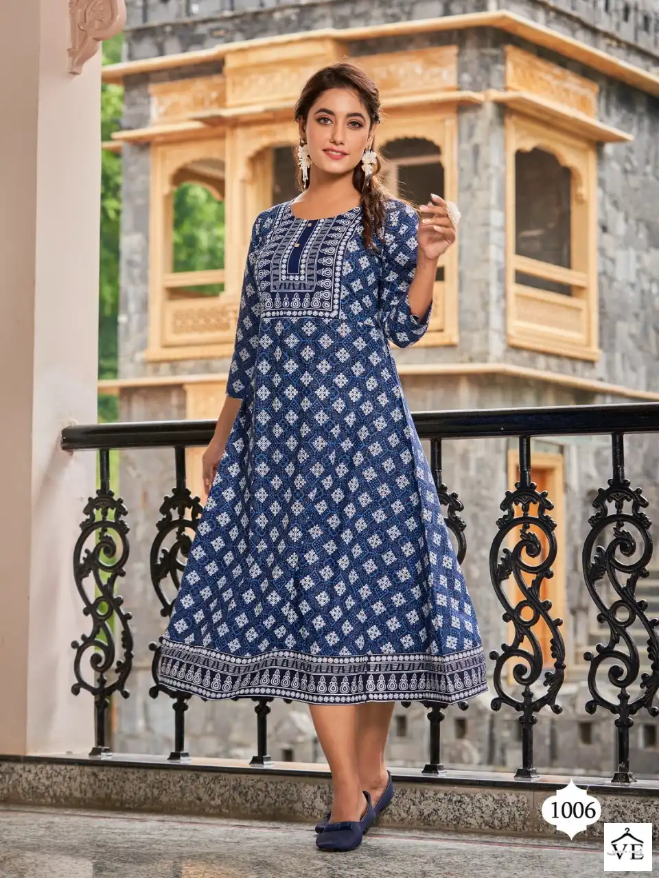 Vardan Ethnic Lilly V1 Pure 14 Kg Rayon Wholesale Long Kurtis Catalog — Wholesale Kurtis, MPA wholesale from Surat - Gallery Image 6
