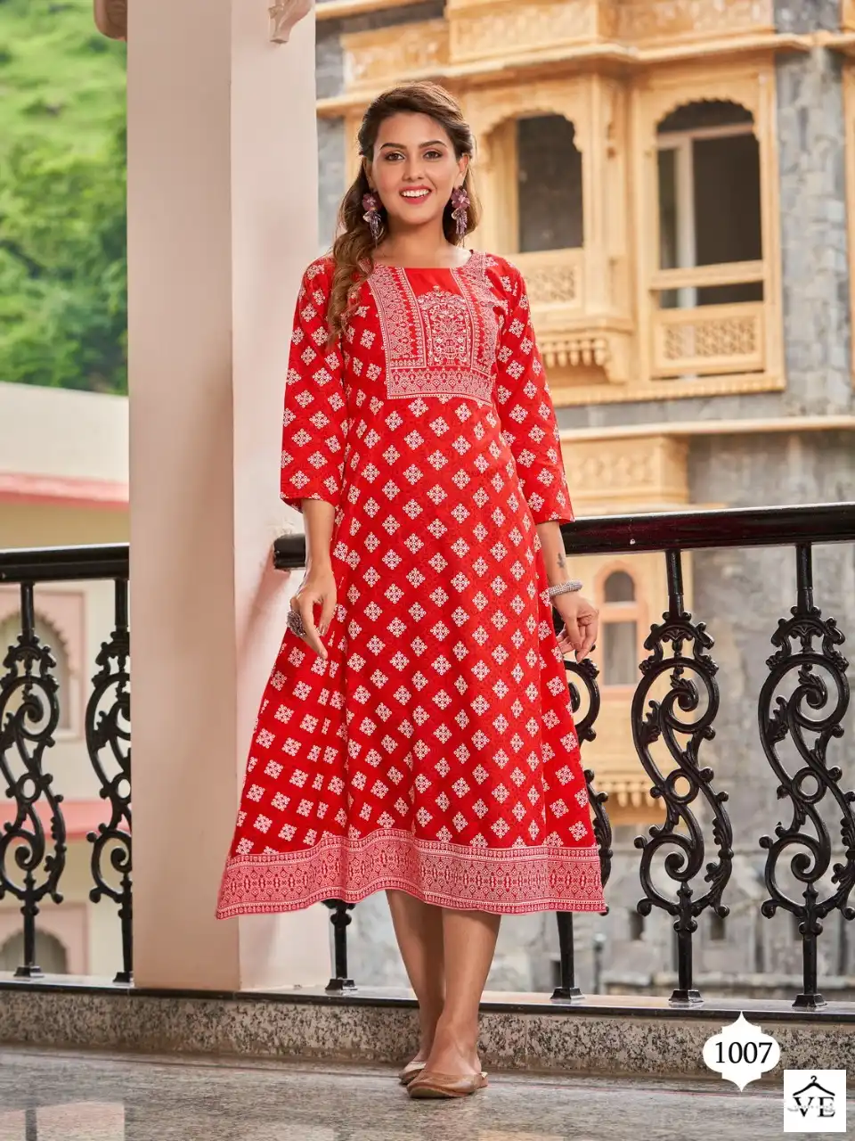 Vardan Ethnic Lilly V1 Pure 14 Kg Rayon Wholesale Long Kurtis Catalog — Wholesale Kurtis, MPA wholesale from Surat - Gallery Image 7